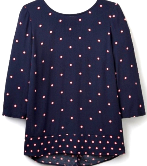 Joules 'Leah' Navy Polka Dot Woven Blouse Sz.4 - Picture 1 of 6